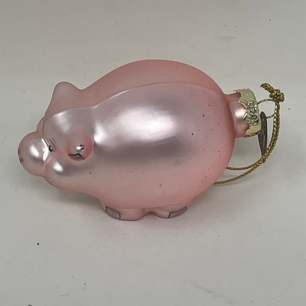 Thomas Pacconi Classics Pink Pig Mercury Glass Christmas Ornament Vintage Style